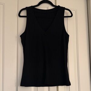 Black Sleeveless V-Neck Top